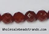 CAA119 15.5 inches 12mm faceted round red agate gemstone beads