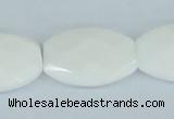 CAA12 15.5 inches 20*30mm faceted oval white agate gemstone beads