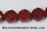 CAA120 15.5 inches 14mm faceted round red agate gemstone beads