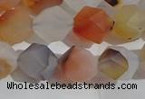 CAA1232 15.5 inches 10mm faceted nuggets matte dendritic agate beads