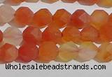 CAA1236 15.5 inches 6mm faceted nuggets matte red agate beads