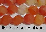 CAA1237 15.5 inches 8mm faceted nuggets matte red agate beads