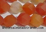 CAA1239 15.5 inches 12mm faceted nuggets matte red agate beads