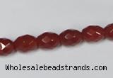 CAA125 15.5 inches 8*10mm faceted rice red agate gemstone beads