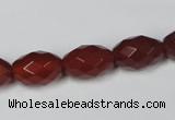 CAA126 15.5 inches 10*14mm faceted rice red agate gemstone beads