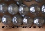 CAA1260 15.5 inches 6mm faceted round AB-color grey agate beads