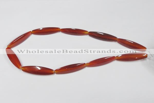 CAA128 15.5 inches 10*40mm rice red agate gemstone beads