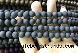 CAA1300 15.5 inches 8mm round matte plated druzy agate beads