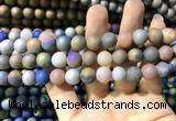 CAA1321 15.5 inches 10mm round matte plated druzy agate beads