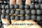 CAA1361 15.5 inches 14mm round matte plated druzy agate beads