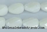 CAA14 15.5 inches 13*18mm faceted & twisted oval white agate beads