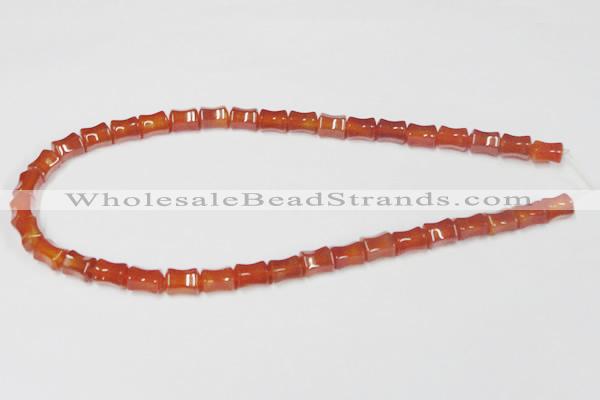 CAA143 15.5 inches 8*10mm bamboo shape red agate gemstone beads