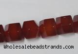 CAA146 15.5 inches 12*14mm faceted cube red agate gemstone beads