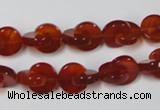 CAA152 15.5 inches 10*10mm curved moon red agate gemstone beads