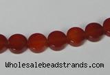 CAA154 15.5 inches 8mm coin red agate gemstone beads