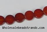 CAA155 15.5 inches 10mm coin red agate gemstone beads