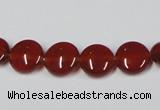 CAA156 15.5 inches 10mm flat round red agate gemstone beads