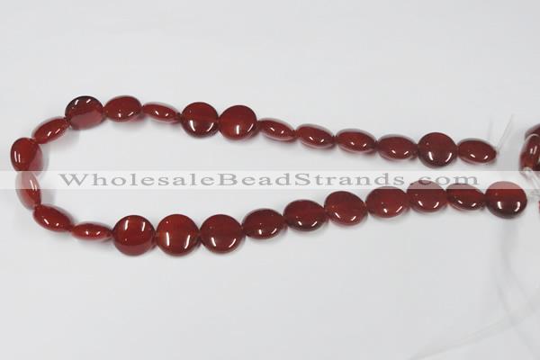 CAA157 15.5 inches 15mm flat round red agate gemstone beads