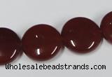 CAA158 15.5 inches 18mm flat round red agate gemstone beads