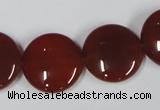 CAA159 15.5 inches 20mm flat round red agate gemstone beads