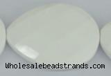 CAA16 15.5 inches 40*50mm faceted flat teardrop white agate beads