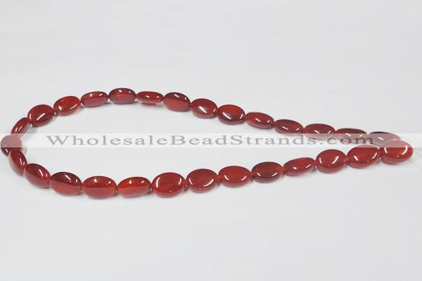 CAA169 15.5 inches 10*14mm oval red agate gemstone beads