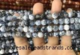 CAA1702 15 inches 8mm faceted round fire crackle agate beads