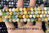 CAA1707 15 inches 8mm faceted round fire crackle agate beads