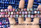 CAA1708 15 inches 8mm faceted round fire crackle agate beads