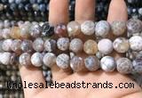 CAA1729 15 inches 10mm faceted round fire crackle agate beads