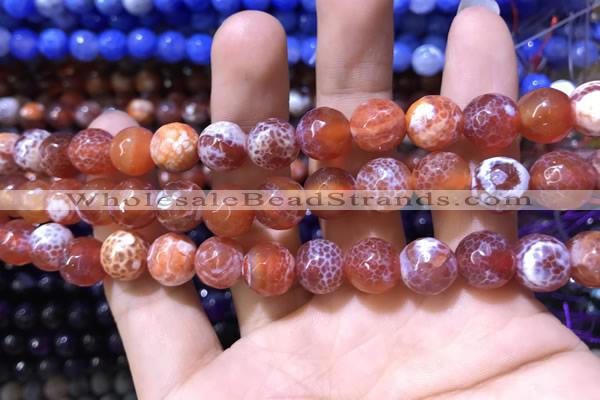 CAA1733 15 inches 10mm faceted round fire crackle agate beads