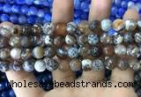 CAA1747 15 inches 12mm faceted round fire crackle agate beads