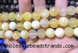 CAA1748 15 inches 12mm faceted round fire crackle agate beads