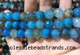 CAA1749 15 inches 12mm faceted round fire crackle agate beads