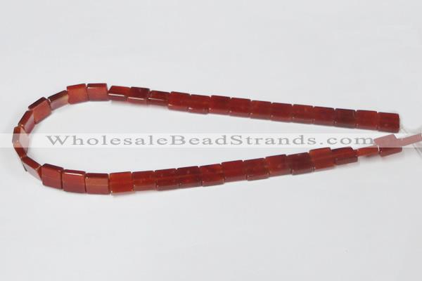 CAA175 15.5 inches 10*10mm square red agate gemstone beads