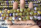 CAA1781 15 inches 10mm faceted round fire crackle agate beads