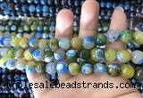 CAA1782 15 inches 10mm faceted round fire crackle agate beads