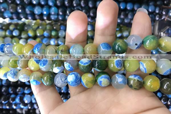 CAA1782 15 inches 10mm faceted round fire crackle agate beads