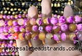 CAA1783 15 inches 10mm faceted round fire crackle agate beads