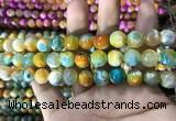 CAA1787 15 inches 10mm faceted round fire crackle agate beads