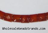 CAA179 15.5 inches 8*8mm faceted square red agate gemstone beads