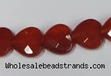 CAA180 15.5 inches 14*14mm faceted heart red agate gemstone beads