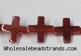 CAA182 15.5 inches 16*16mm cross red agate gemstone beads