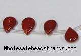 CAA185 Top-drilled 9*13mm flat teardrop red agate gemstone beads