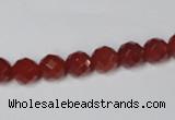 CAA200 15.5 inches 6mm faceted round red agate gemstone beads