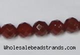 CAA201 15.5 inches 10mm faceted round red agate gemstone beads