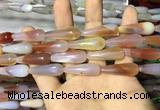 CAA2065 15.5 inches 10*30mm teardrop agate beads wholesale