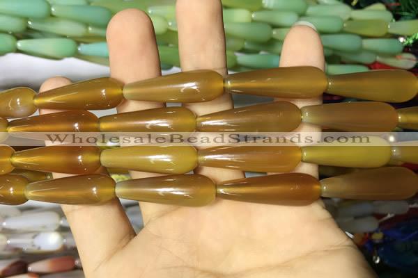 CAA2066 15.5 inches 10*30mm teardrop agate beads wholesale