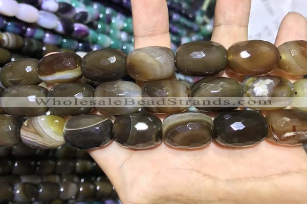 CAA2151 15.5 inches 15*20mm faceted drum agate beads wholesale