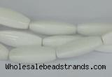 CAA22 15.5 inches 7*20mm faceted rice white agate gemstone beads